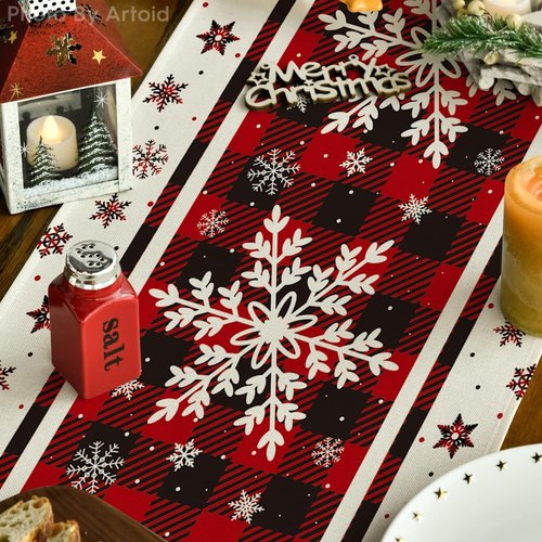Artoid Mode Buffalo Plaid Christmas Table Runner - 13x72 Inch Winter Decor for Home Parties