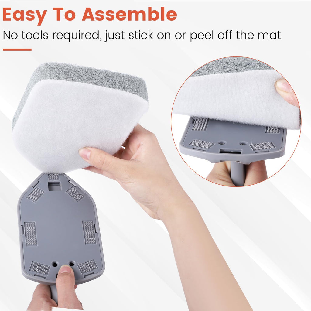 Wlich Scouring Pads Microfiber Cloth Refills 6 Pack, Fit Tub Tile Scrubber Brush Cleaning, Reusable Scouring Scrub Pad and Microfiber Scrub Pads Set for Cleaning Bathroom Kitchen Toilet Tile Sink