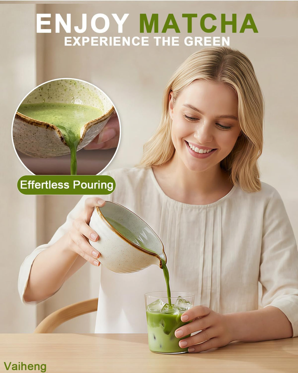 Vaiheng Matcha Whisk Set - Complete Kit with Bowl, Whisk Holder, Scoop & Sifter | Perfect Gift for Tea Lovers