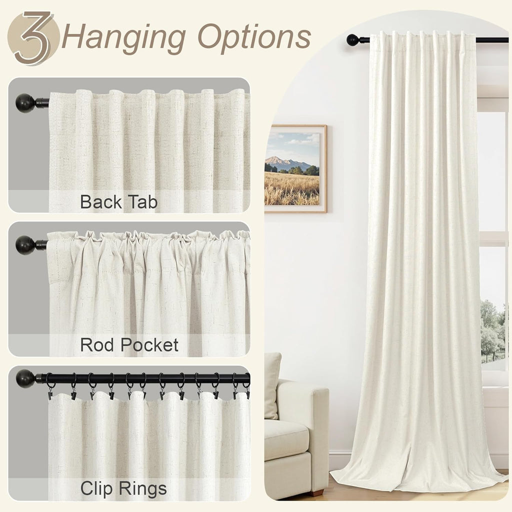 Skiennix 100% Blackout Curtains - 84 Inch Length, Thermal Insulated, Natural Cream | 2 Panels Set for Bedroom & Living Room