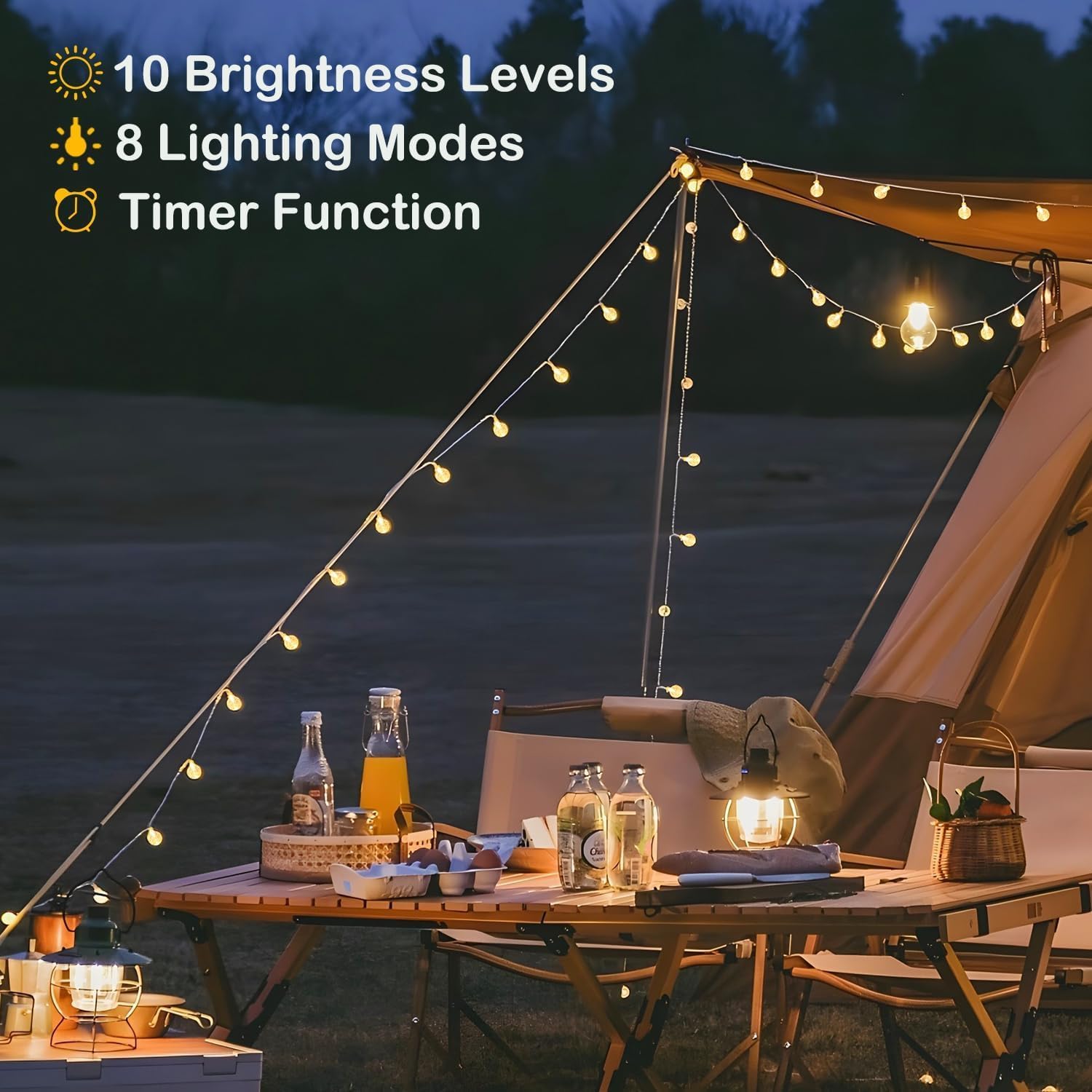 Minetom Globe String Lights - 33 Ft 100 LED Fairy Lights with Remote & 8 Modes | Warm White Decor for Patio, Garden, Wedding
