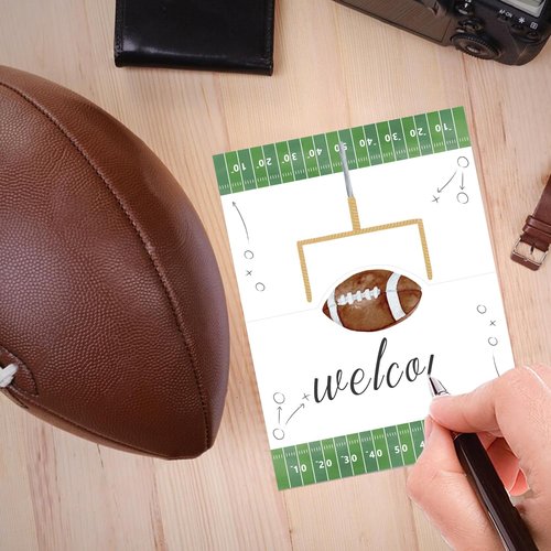 24 Pcs Football Buffet Food Labels, Sprots Themed Folded Place Cards and Tent Name Cards for Boy Birthday and Baby Shower Party Table Setting Decorations Supplies (Football)