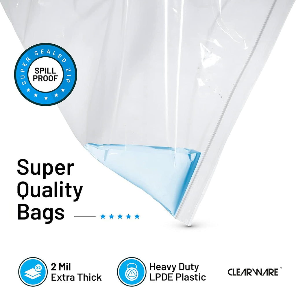 Storage Solutions | 12 Large Zipper Top Bags - 3 Gallon, 16" x 18", BPA-Free, Durable for Clothes & Travel