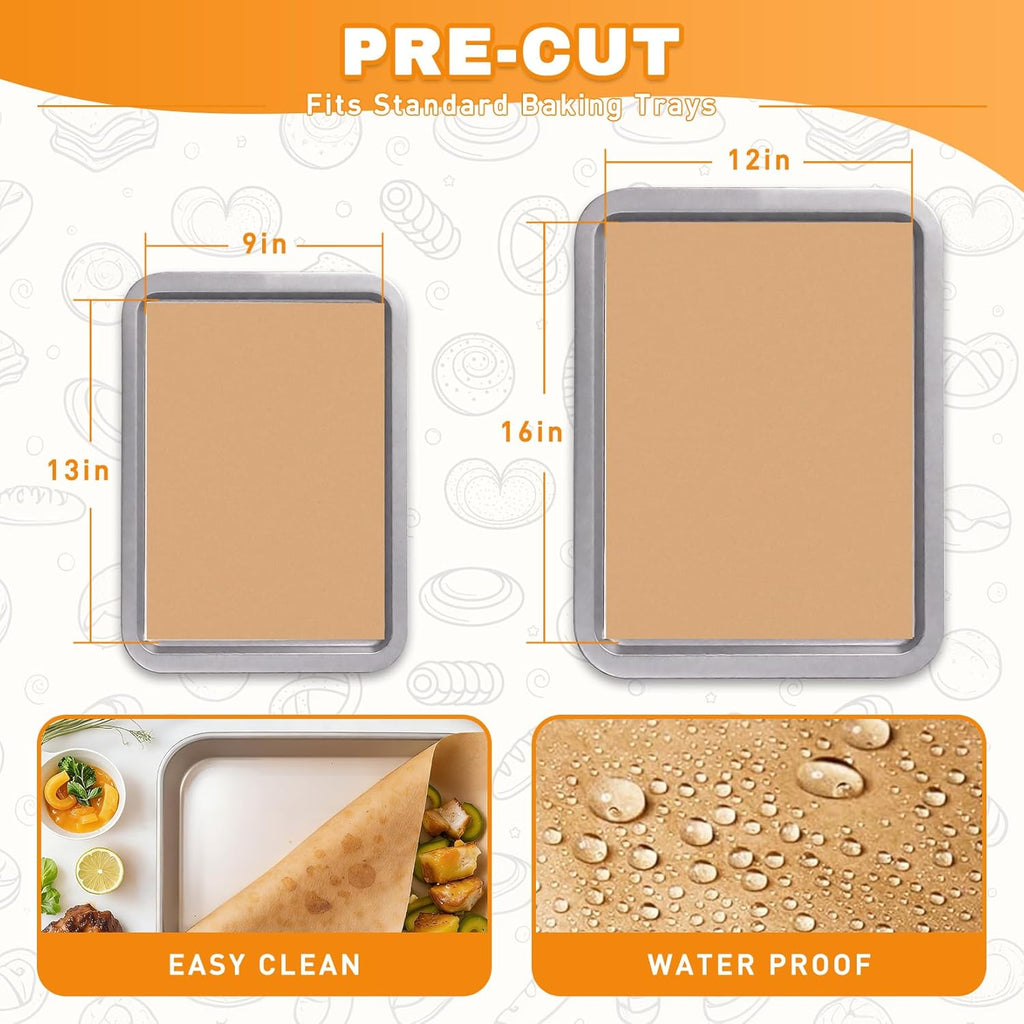 Unbleached Parchment Paper Sheets by [Brand Name] - 200 PCS Non-Stick Baking Sheets | 9x13 Inches