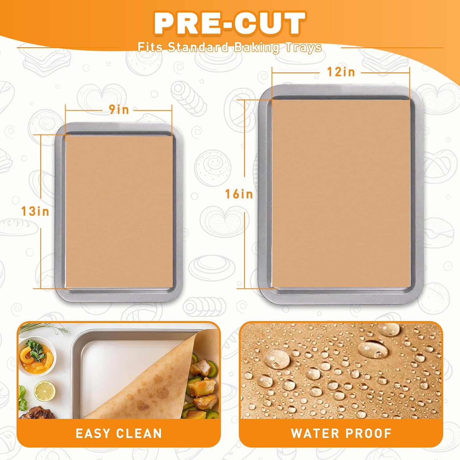 Skiennix Parchment Paper Sheets - 200 PCS Unbleached Non-Stick Baking Sheets | 12" x 16" Size