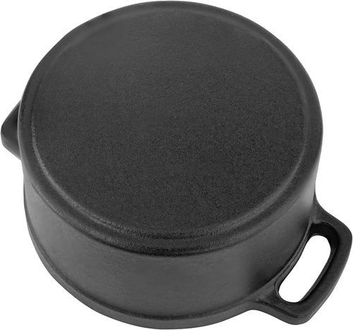 Flavehc Mini Cocotte | 8 oz Cast Iron Dutch Oven - Garlic Roaster Set of 2, Black