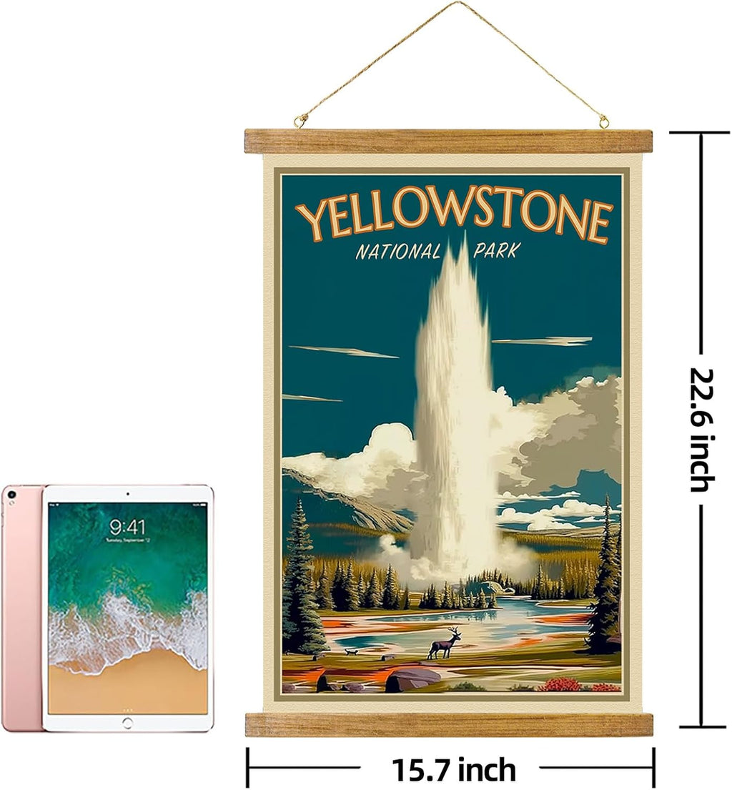 ABoby Vintage Yellowstone National Park Posters - Retro Travel Wall Art for Home & Office - Framed & Ready to Hang