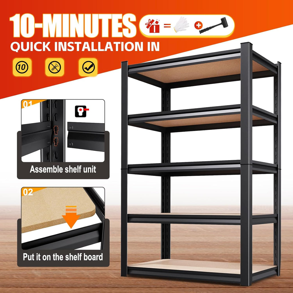 Regine Switzerland 71" Garage Shelving | Heavy-Duty 5-Tier Metal Storage Unit - 2050LBS Capacity, Adjustable Design