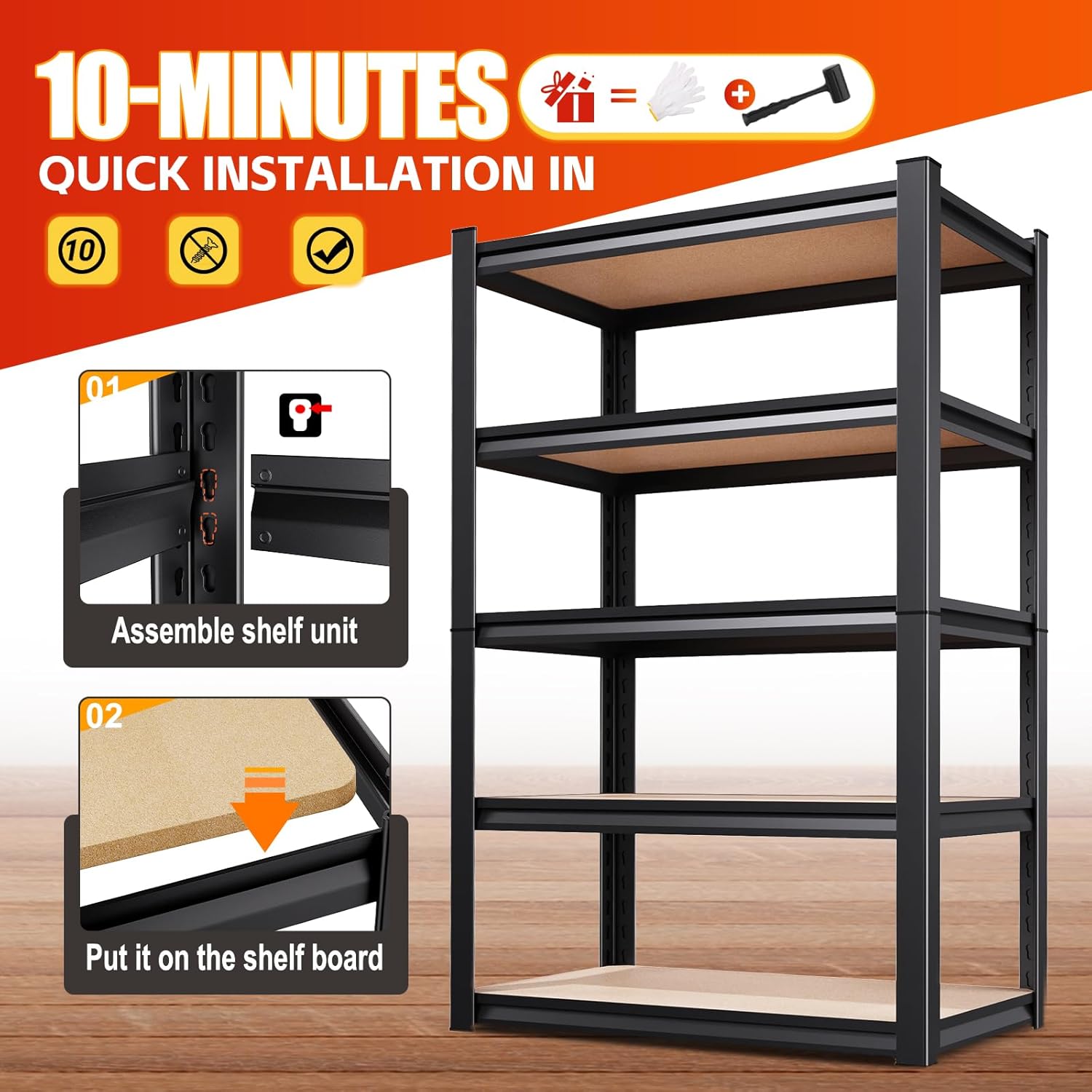 Regine Switzerland 71" Garage Shelving | Heavy-Duty 5-Tier Metal Storage Unit - 2050LBS Capacity, Adjustable Design