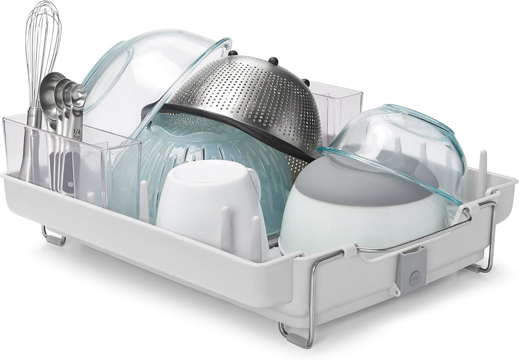 OXO Good Grips Foldaway Dish Rack - Space-Saving Design for Easy Drying | Durable and Stylish