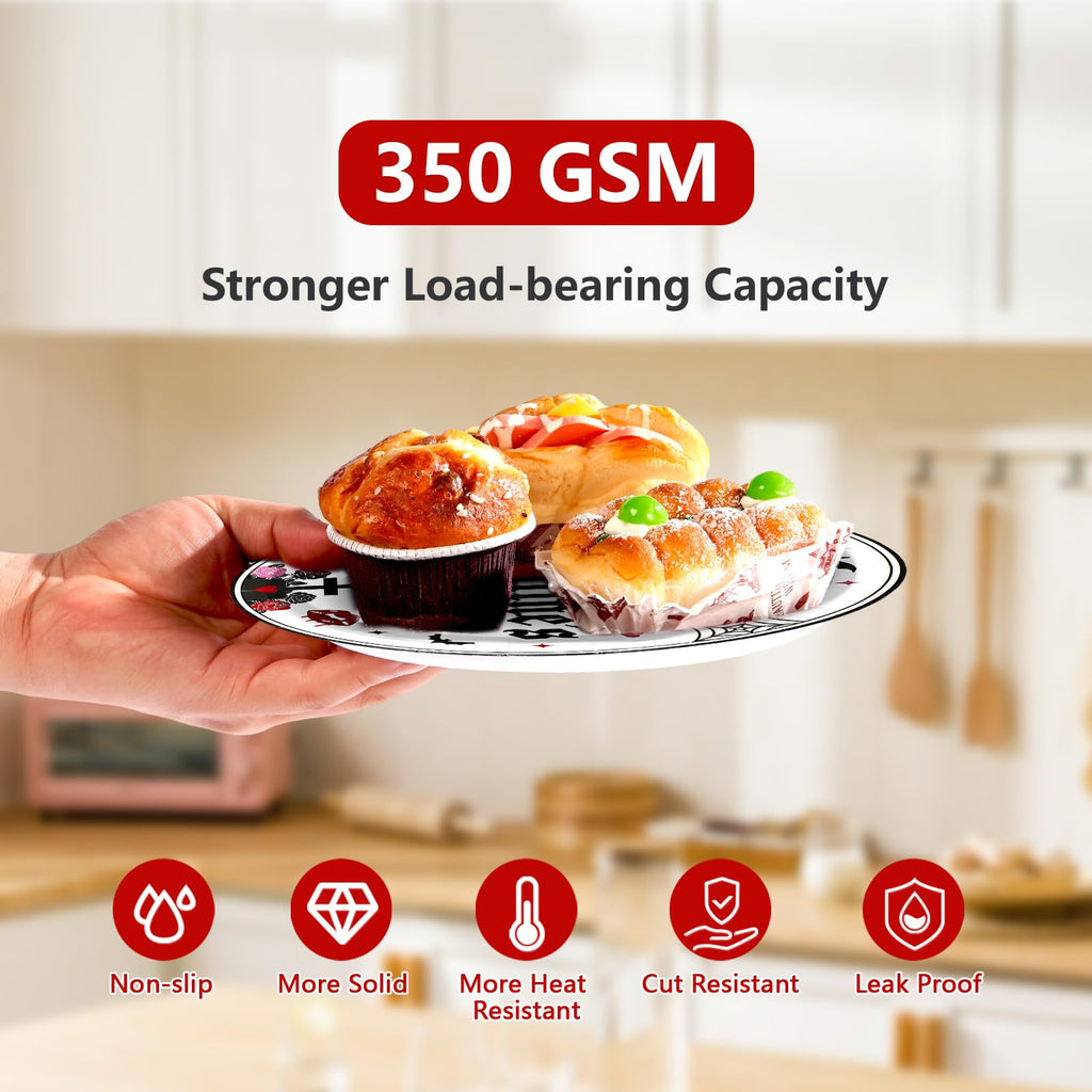 Greencian 96Pcs Valentine's Day Party Supplies Romantic Gothic Heart Love Plates and Napkins Happy Valentine Day Tableware Set for Gothic Valentines Day Wedding Anniversary Party Supplies Serves 24