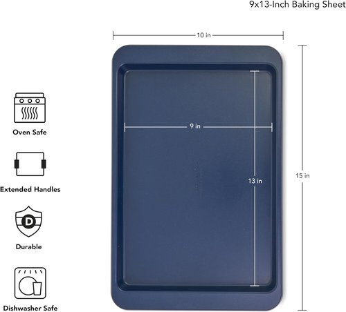 KitchenAid Nonstick Aluminized Steel Baking Sheet - 9x13in, Ink Blue Finish for Perfect Baking