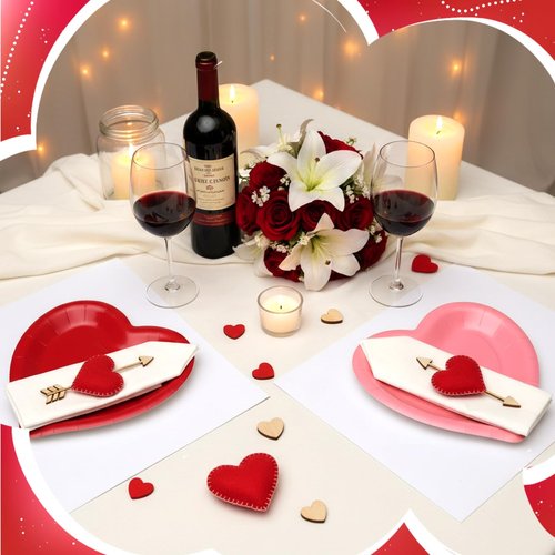 Remerry 200 Pcs Heart Paper Plates Heart Shape Party Plates Wedding Party Supplies Disposable Paper Tableware for Appetizer Lunch Dinner and Dessert (Red,Pink,Rose Pink,White)