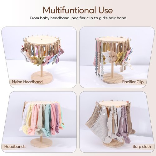 POVETIRE Baby Headband Holder Bow Organizer for Girs,Hair Ties Display Nylon Hairband Storage Head Wrap Stand Hair Accessories Organizer for Newborn Infant Toddler Kids