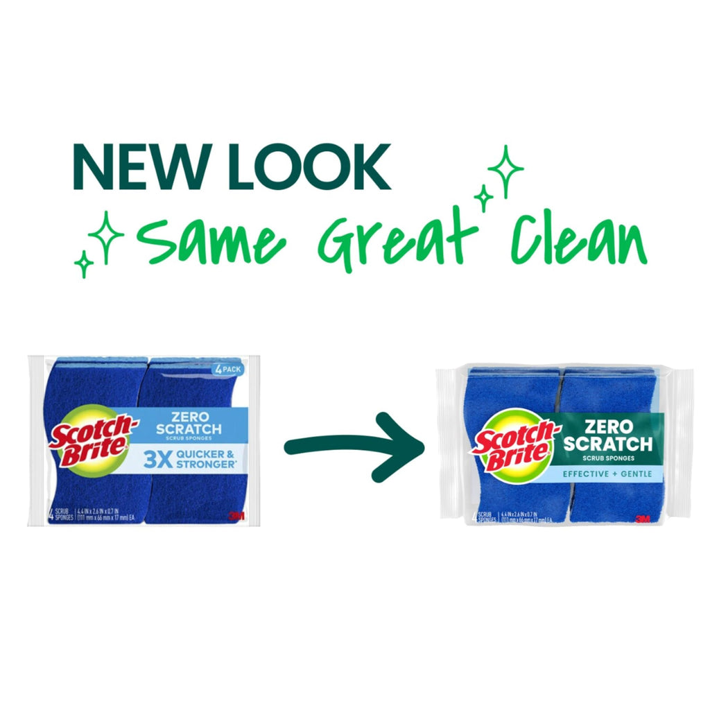 Scotch-Brite Zero Scratch Non-Scratch Scrub Sponges, Sponges for Cleaning Kitchen, Bathroom, and Household, non-scratch Sponges Safe for Non-Stick Cookware, 36 Scrubbing Sponges