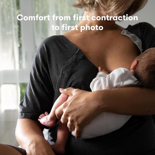 Frida Mom Labor and Delivery Gown - Easy-Snap Nursing Gown with Skin-to-Skin Access | Full Coverage