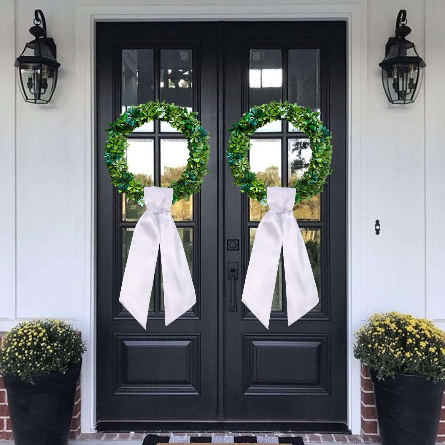 Skiennix Wreath Sash - Blank White Sash for Monogram Embroidery | 5" W x 54" L (2 Pack)