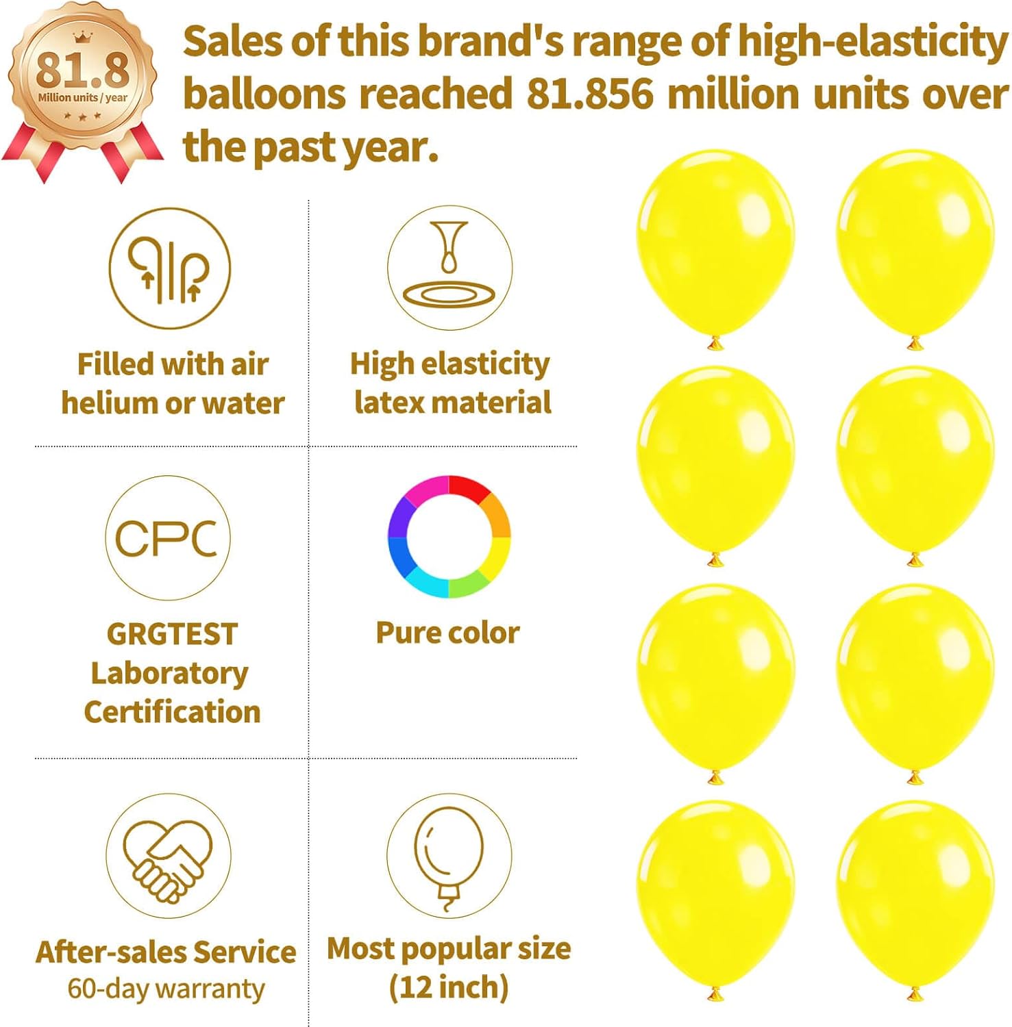 Yellow Latex Balloons by [Brand Name] - 110pcs 12-Inch for Birthday Parties & Baby Showers