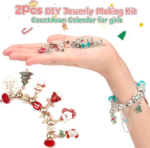 Advent Calendar 2025 | Girls' DIY Charm Bracelet - 24-Day Christmas Countdown Gift in Red