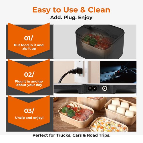DDHTSAL Electric Lunch Box Food Heater - 12V/24V/110V 3-in-1 Portable Oven Car Food Warmer, Mini Personal Microwave Heated for RV, Truck, Camping, Travel, Work, Office and Home Use