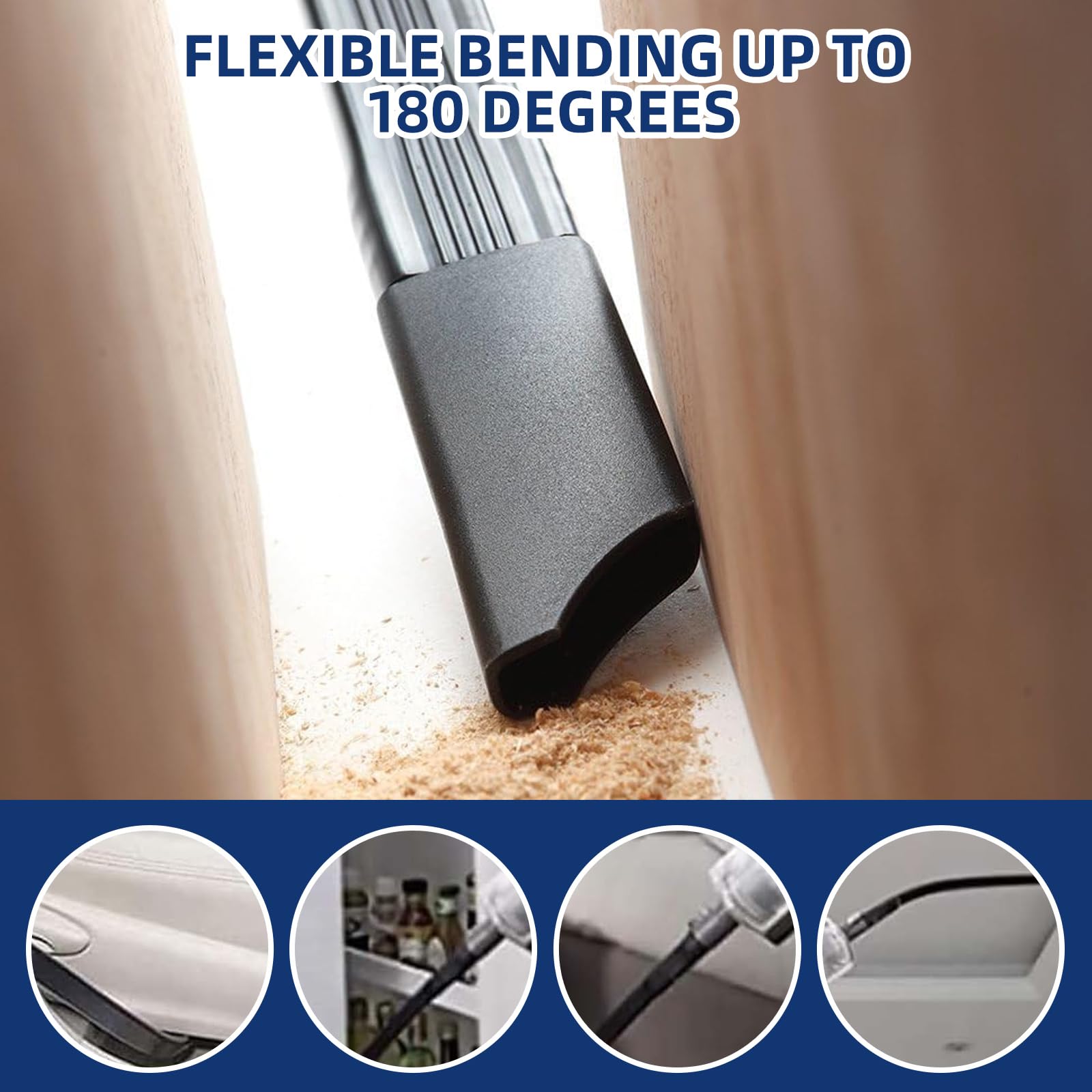 25" Flexible Vacuum Crevice Attachment Tool for Vacuum Hoses All 1-1/4" or 1-3/8" (32mm - 35mm) Flat Slot Nozzle Interface