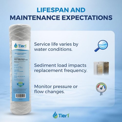 Tier1 30 Micron 10 x 2.5 Water Filter | String Wound Polypropylene Whole House Sediment Water Filter Cartridge | Replacement for Pentek CW-MF, 155187-43, W30W, RS3DS | 2.5 x 10 Water Filter (12-Pack)