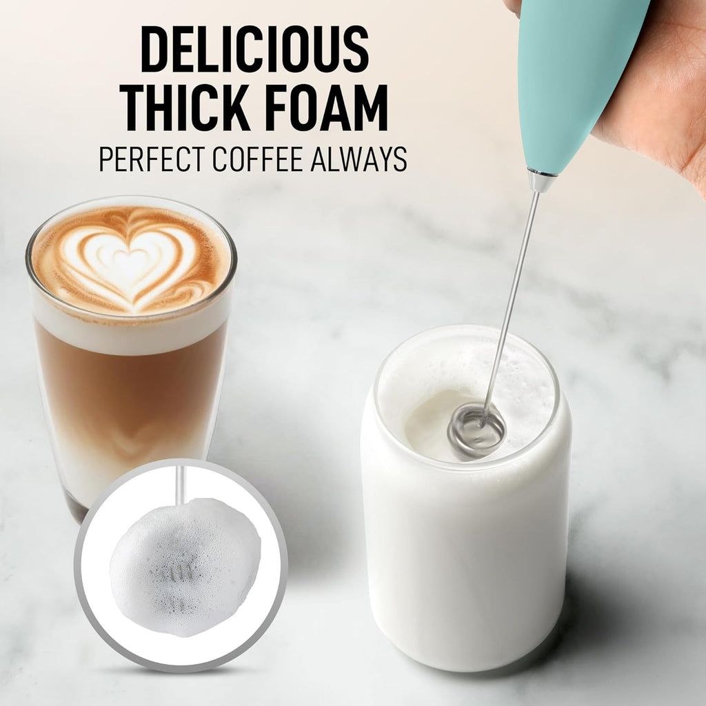 Zulay Kitchen Milk Frother - Powerful Handheld Whisk for Coffee, Lattes & Hot Chocolate | Includes 4 Duracell Batteries