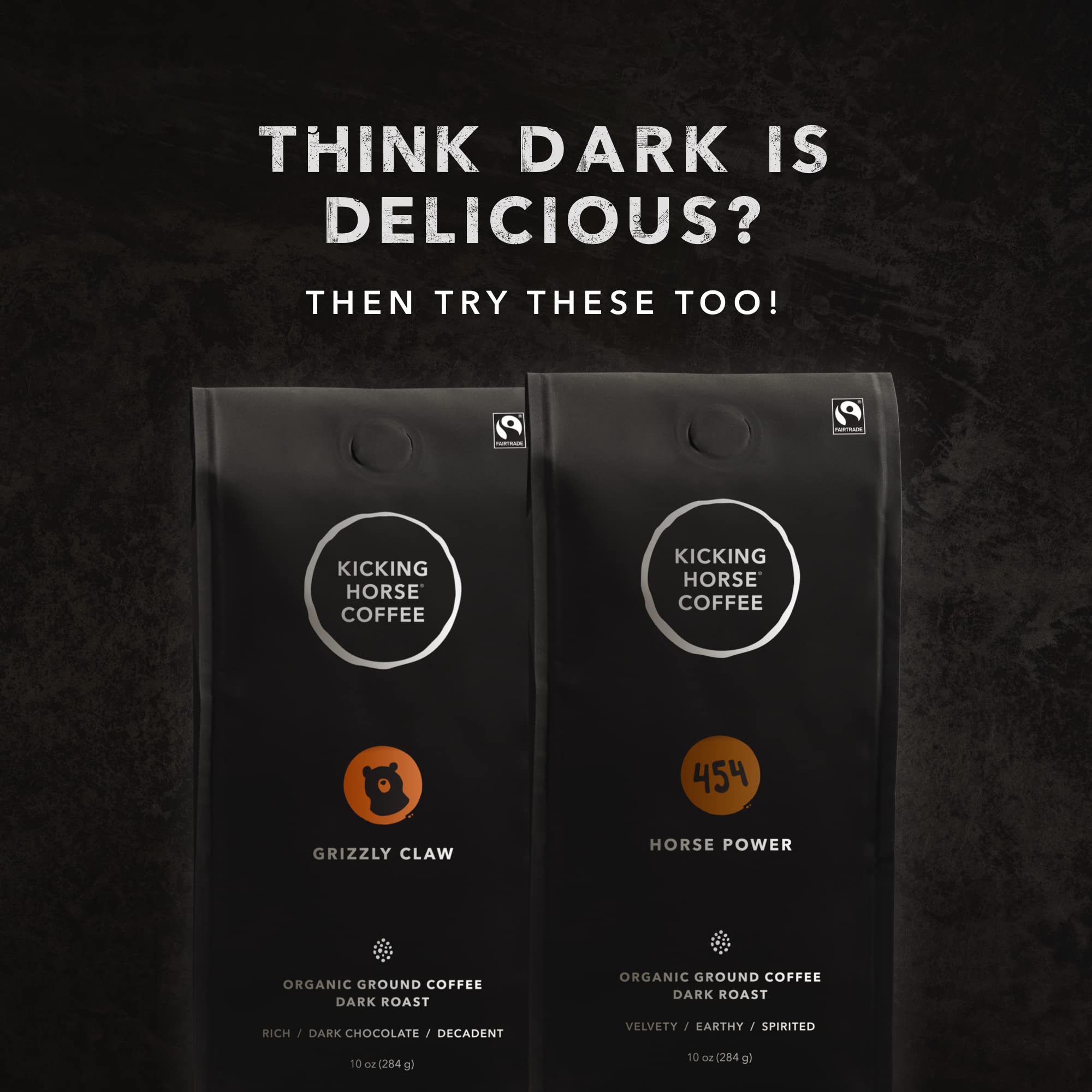 Kicking Horse Coffee Kick Ass, Dark Roast, Ground, Certified Organic, Fairtrade, Kosher, Black, 284 g, Pack of 6