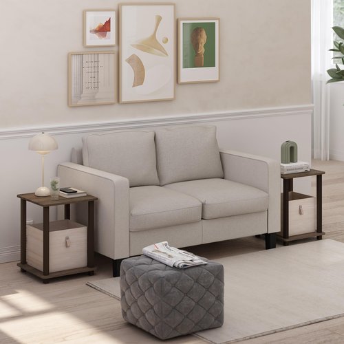Furinno Simplistic Set of 2 End Table, Walnut/Brown