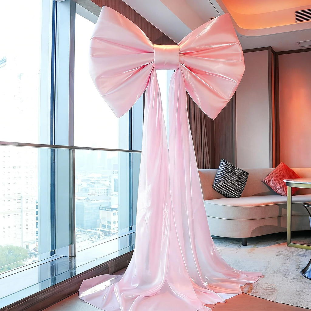 Skiennix Large Pink Bow Birthday Decorations - 31'' x 60'' Themed Backdrop for Weddings & Showers