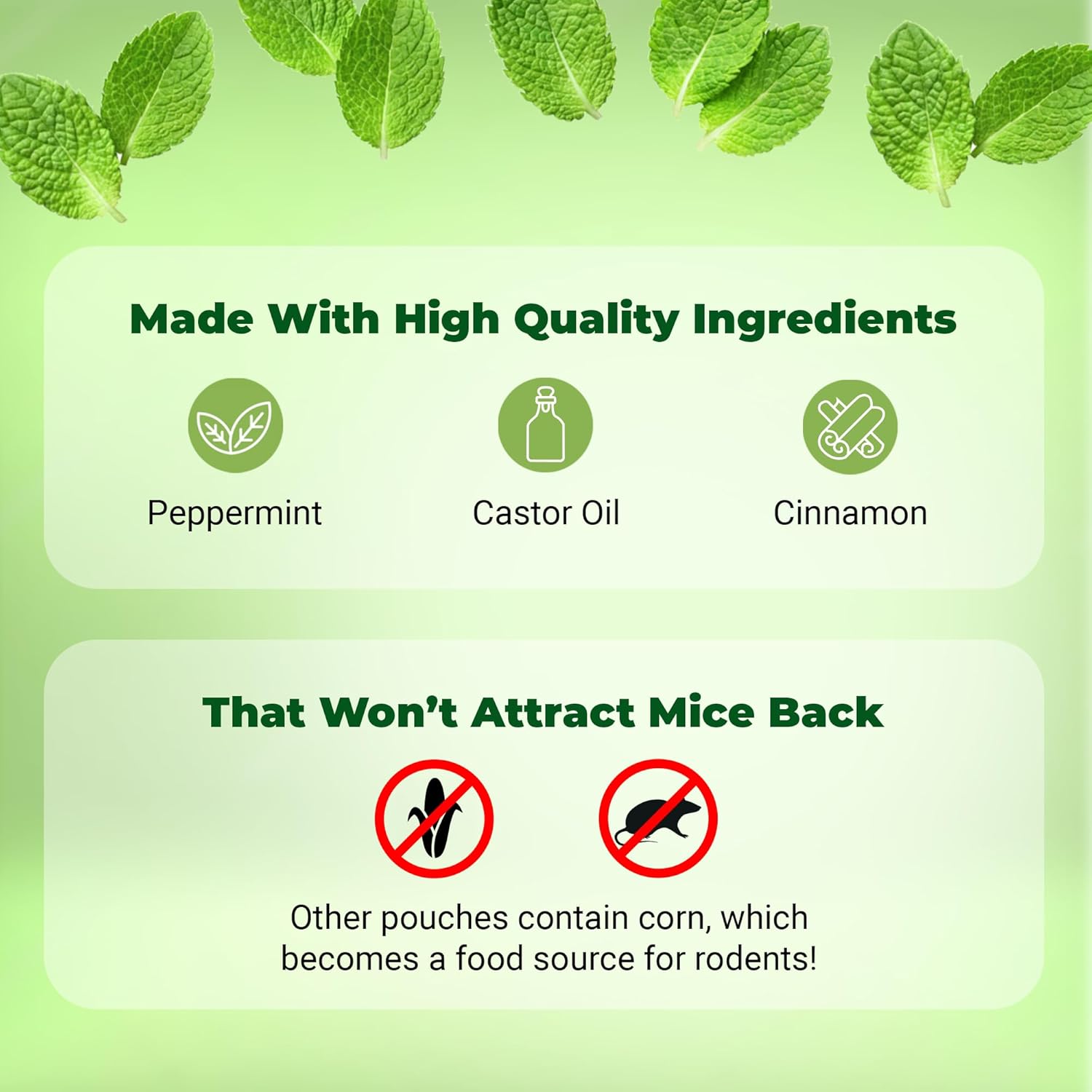 Mighty Mint Mouse Repellent Pouches - Natural Peppermint & Cinnamon Formula | Long-Lasting Rodent Deterrent - 12 Count