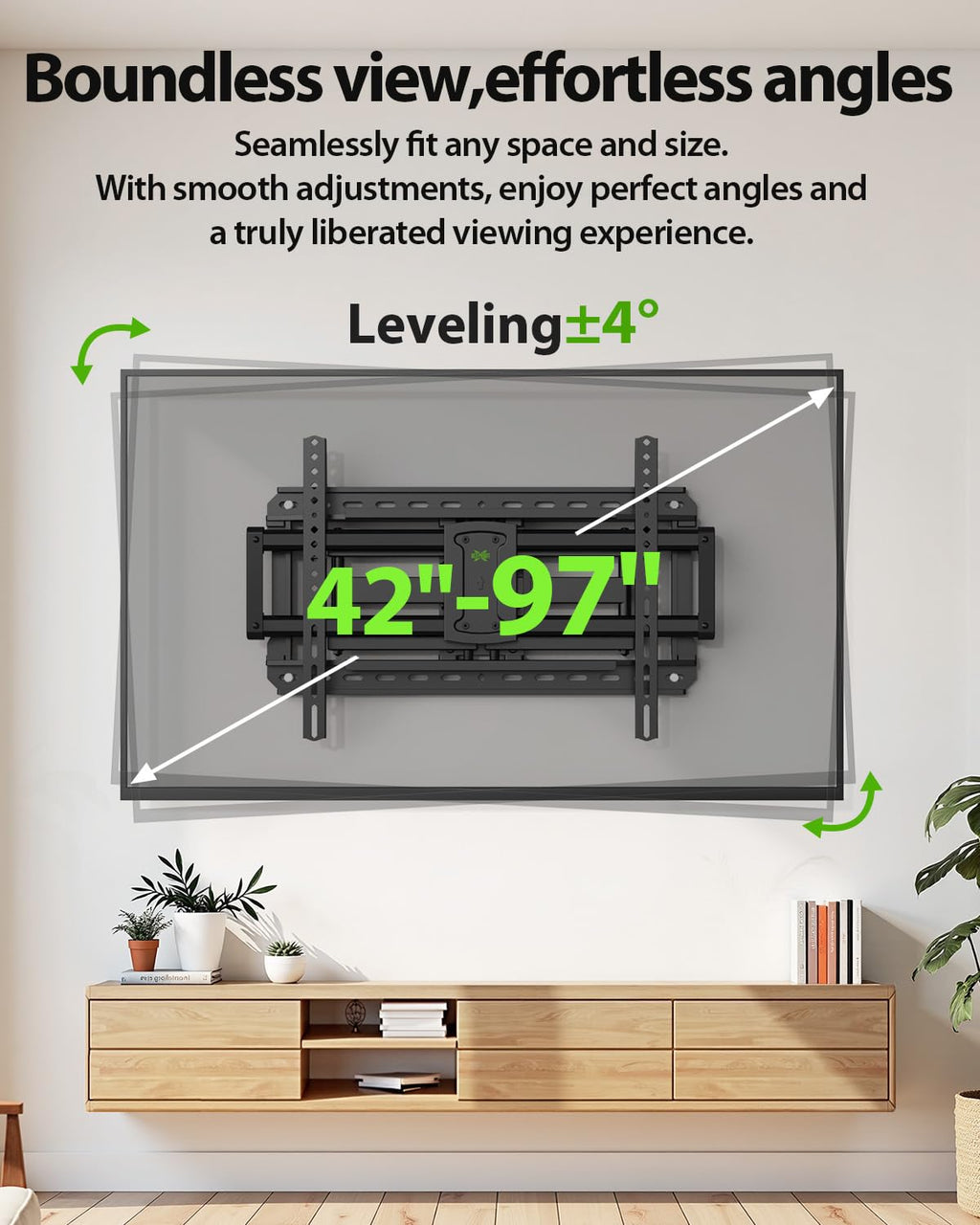 USX MOUNT Full Motion TV Wall Mount for Large TVs 42-97 Inch up to 150 lbs, Wall Mount TV Bracket with Swivel and Tilt, Fits 16",18", 24" Wood Studs, Max VESA 600x400mm Fit 65+ 75+ 85 86 90 TVs XML025