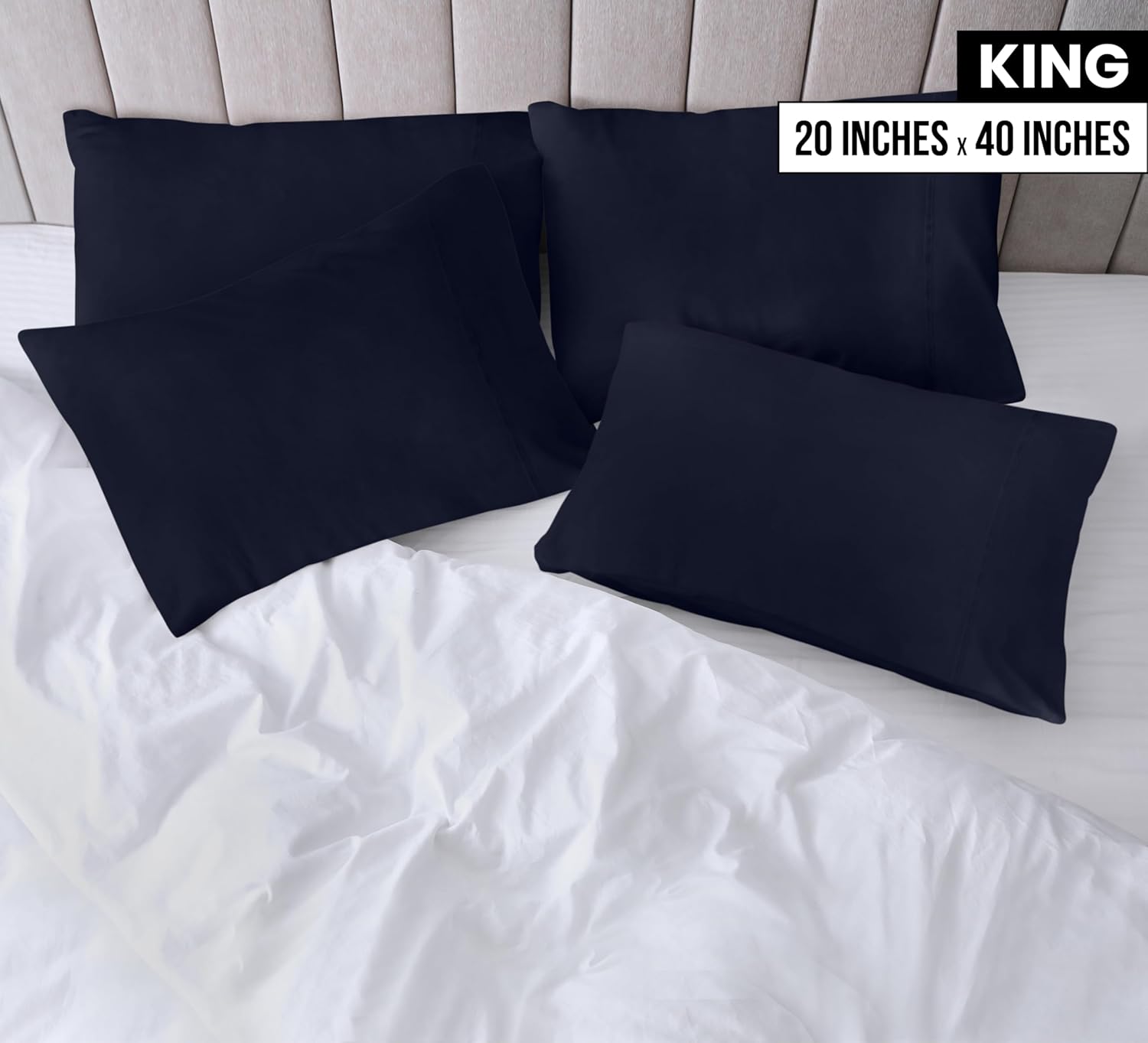 Utopia Bedding King Pillow Cases - Soft Brushed Microfiber - 12 Pack, Fade Resistant, Navy 20 X 40 Inches