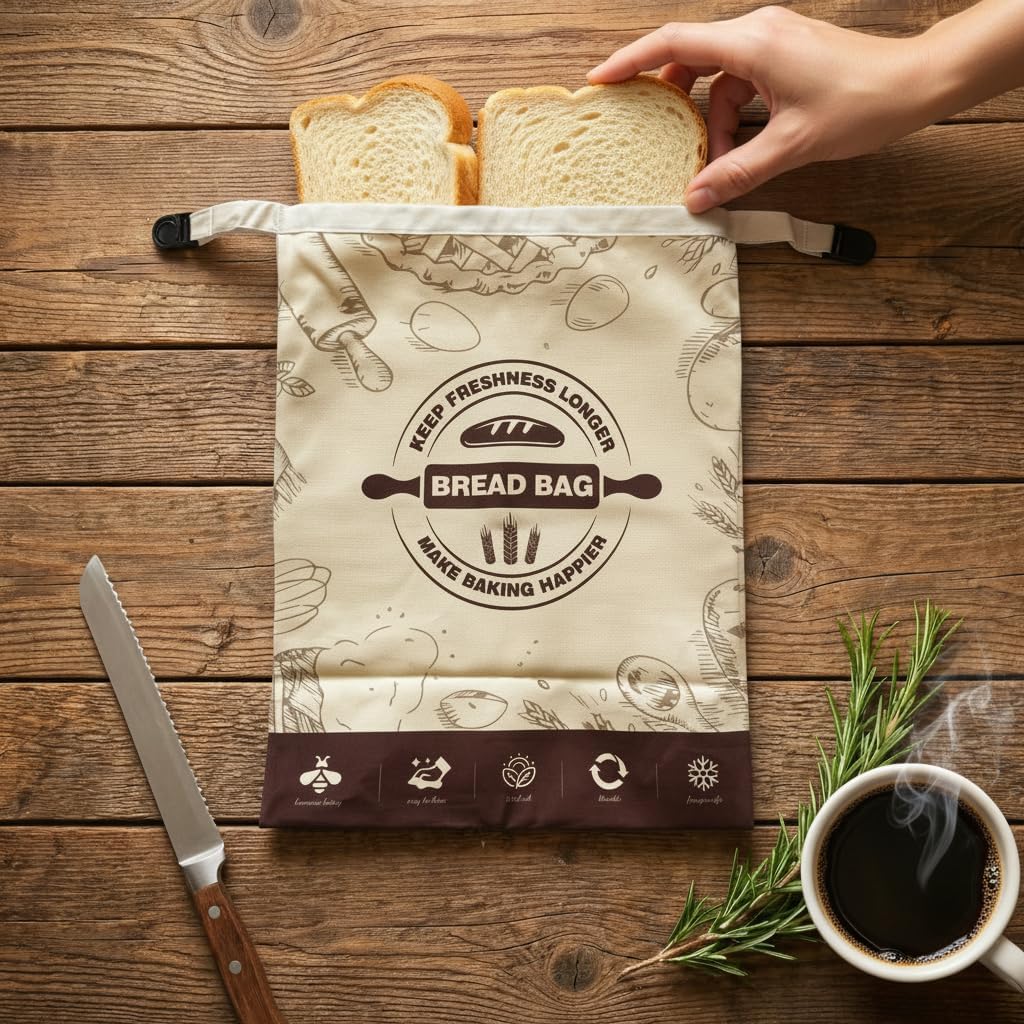 Beeswax Bread Bags by [Brand Name] - 2 Pack Reusable Cotton Storage Bags | 16x12 Inch for Fresh Sourdough & Homemade Bread