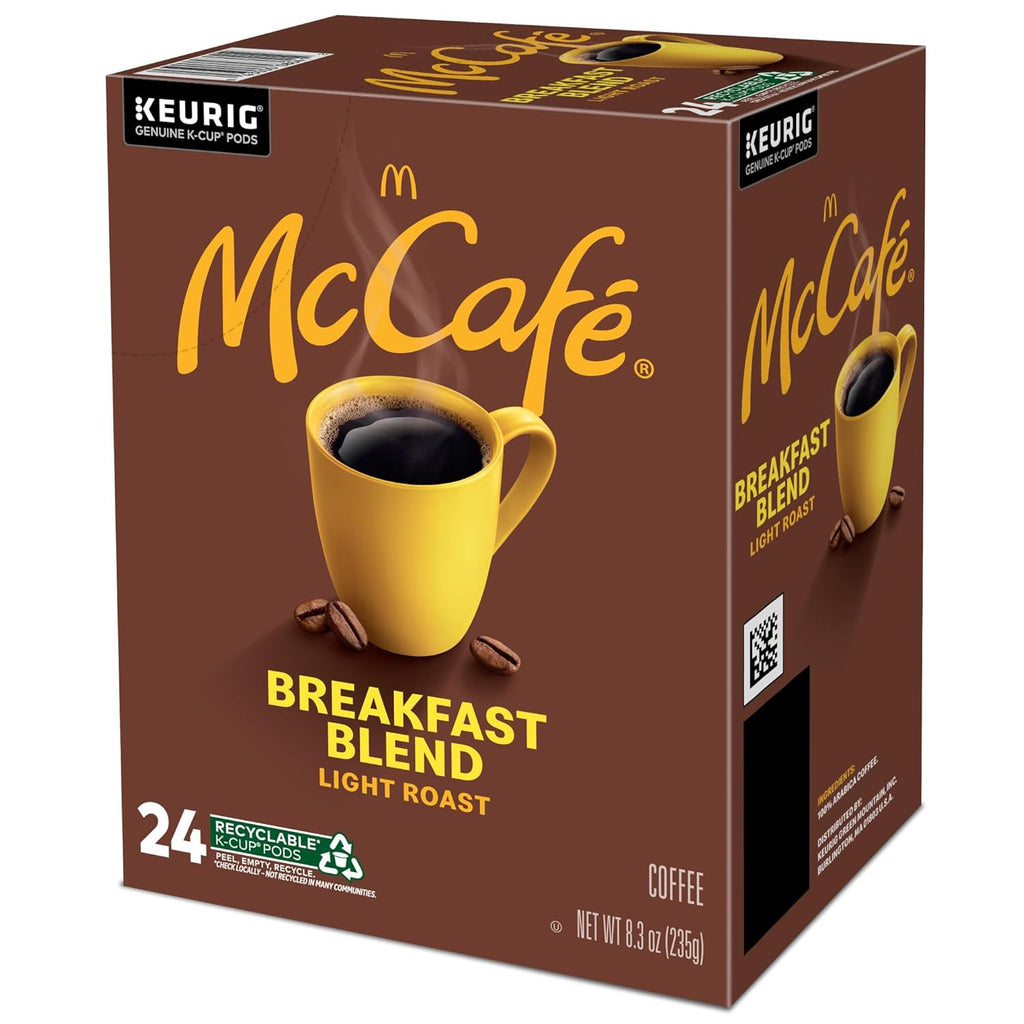 McCafe Breakfast Blend Coffee - Light Roast Keurig K-Cup Pods | 96 Count (4 Packs of 24)