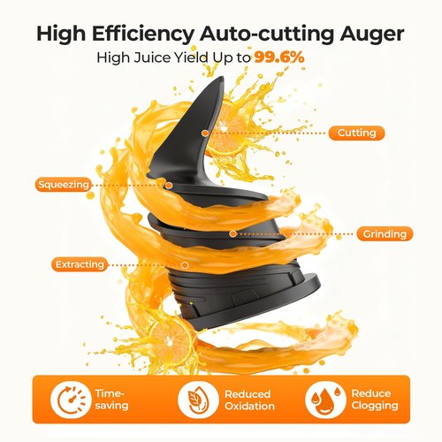Cold Press Juicer, 5.4'' Wide Feed Chute Juicer Machines, Slow Masticating Juicer for Whole Vegetables & Fruits Easy to Clean ＆ Operate, Juice Extractor Machine High Juice Yield
