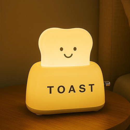 YUN FROG Cute Cartoon Toaster Night Light Table Lamp Desktop Lighting Ornaments Nursery Kids Toys LED Nightlight Gifts Bedroom Decor Yellow