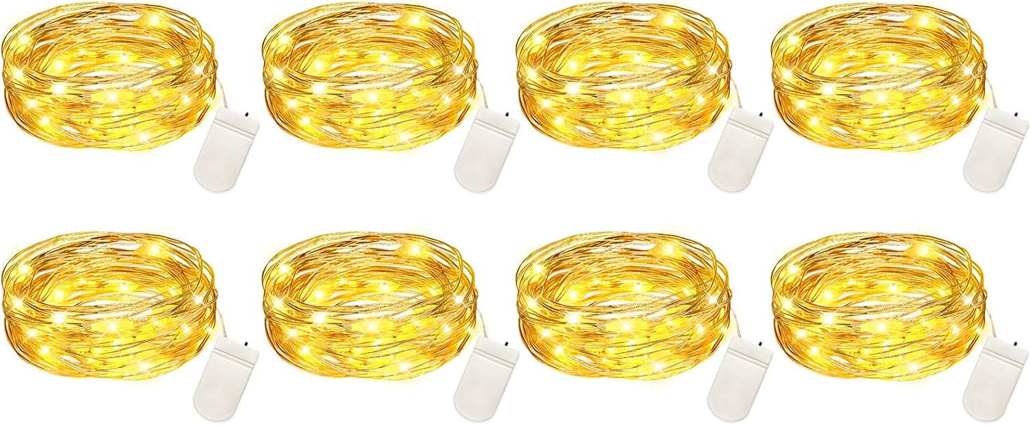 VOOKRY 30 LED Fairy Lights - 10 ft Battery Operated Mini Silver Wire for DIY Crafts & Wedding Decor