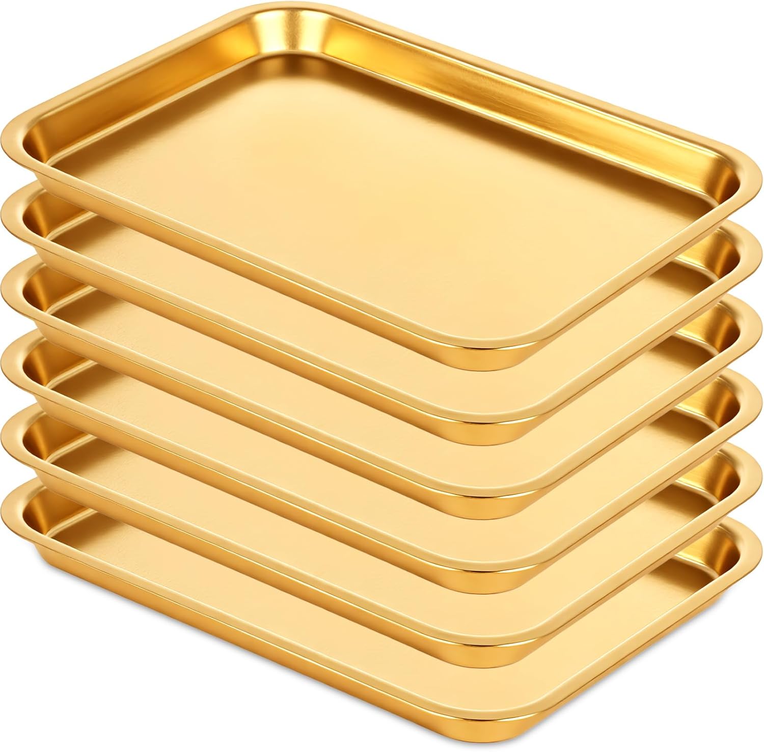 Skiennix Gold Baking Sheets - 6 Pcs Stainless Steel Cookie Tray | Rust-Free, Easy Clean, Dishwasher Safe, 7.5 x 5.5 Inch