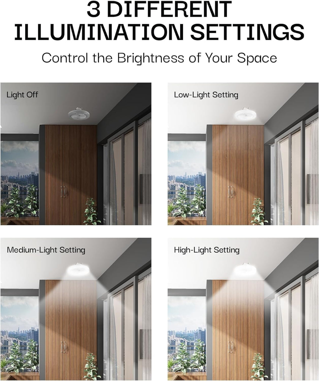 Bell+Howell SocketAir Wireless Ceiling Fan Light with Remote Control, Extender,110-120 Volt, 2100 Lumens, 3 Fan Speeds, 3 Light Settings, 6500K for Living, Dining, Working Space ASON TV
