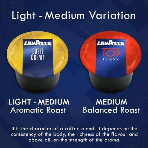 Lavazza Blue Coffee Capsules Variety Pack – 100 Count (50 Pods Each) – Includes Top Class & Caffè Crema Blends – Compatible with Lavazza LB Espresso Machines Only – Premium Italian Coffee