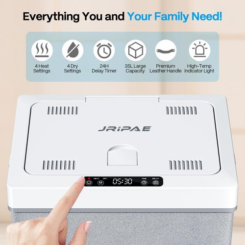 Jripae 35L Towel Warmers for Bathroom, Foldable Towel Warmer, Bucket Hot Towel Warmer Spa with Dryer, Delay Timer & Dry/Heat Modes - Fits Robe, Blanket or Large Towels, PJ's
