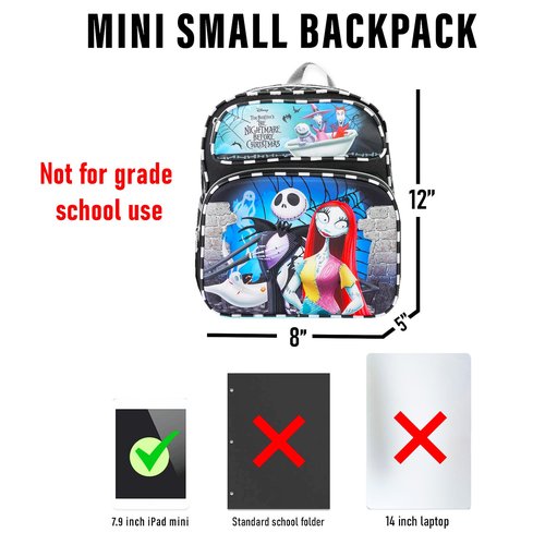 Nightmare Before Christmas Mini Backpack Set - Bundle 12” Jack Skellington Backpack, Stickers, Water Bottle | School Supplies for Kids, Teens & Adults
