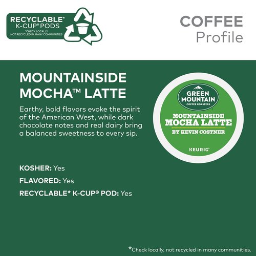 Green Mountain Coffee Roasters Mocha Latte K-Cup Pods - One Step Single Serve, 10 Count Box