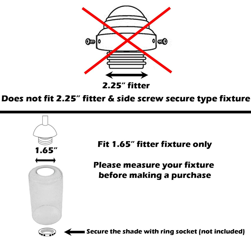 Bubble Seeded Glass Shade, LEDupdates 3 Packs Clear Cylinder for Light Fixture Glass replacement 1" 5/8 fitter
