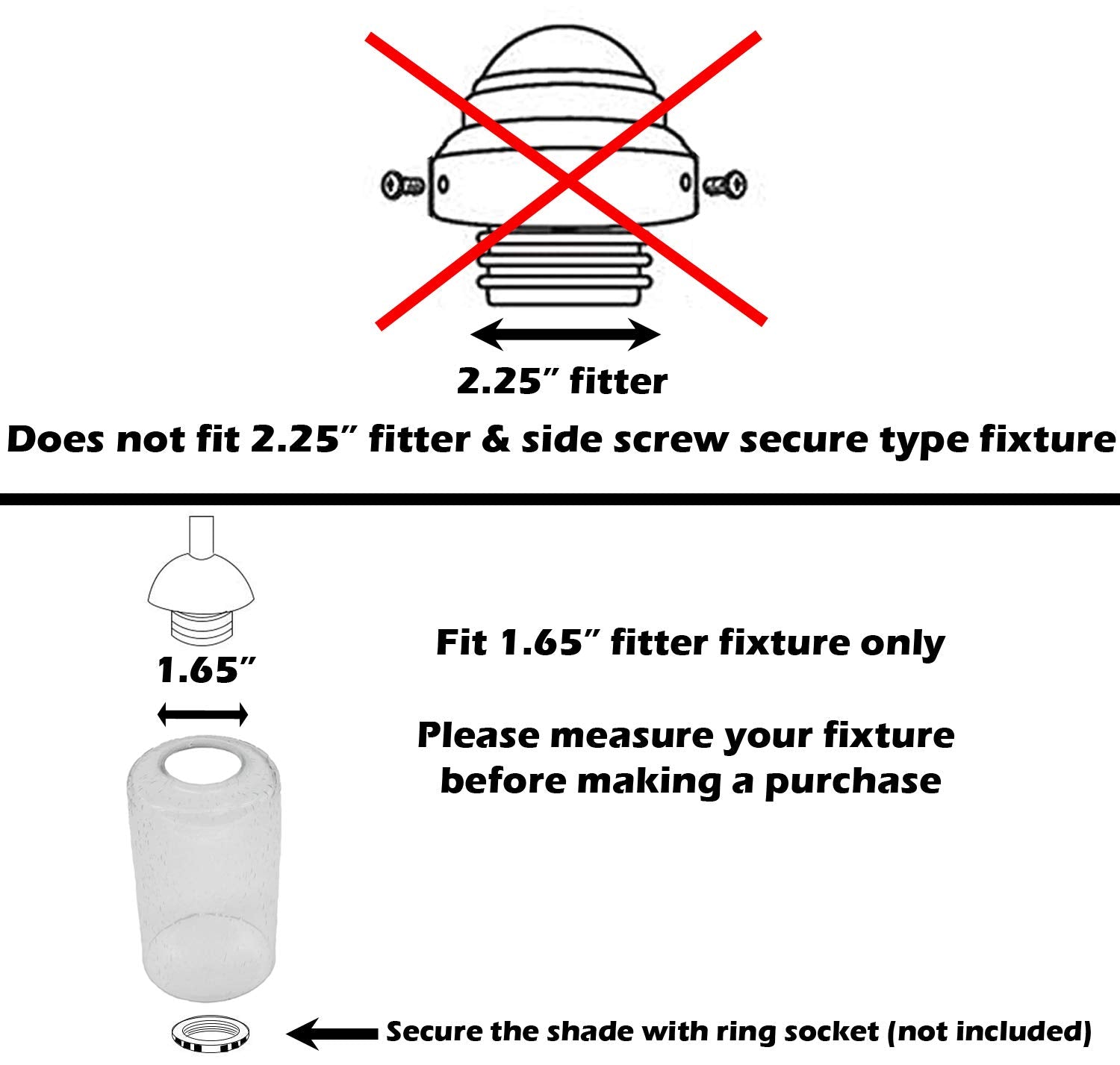 Bubble Seeded Glass Shade, LEDupdates 3 Packs Clear Cylinder for Light Fixture Glass replacement 1" 5/8 fitter