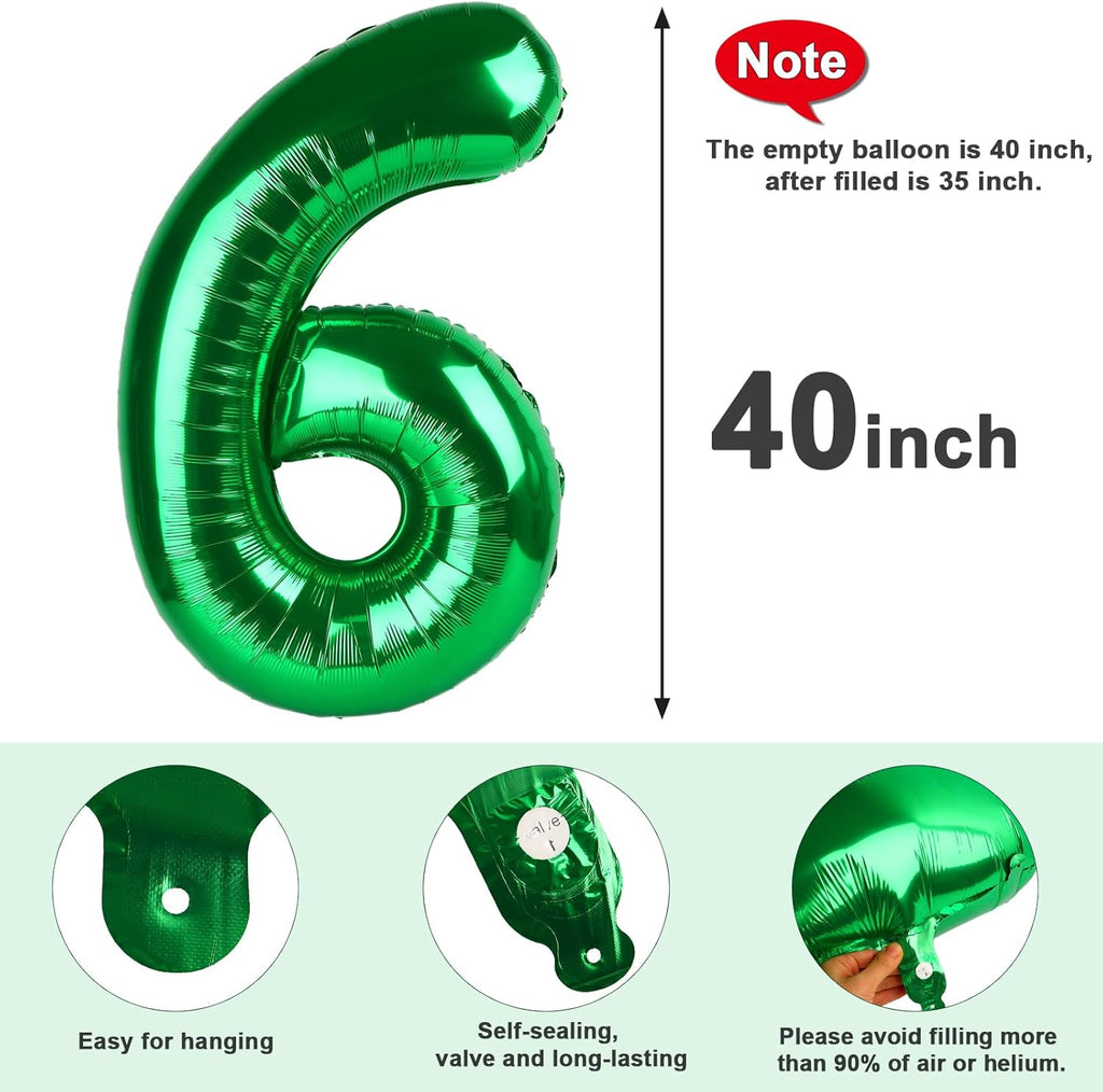 Number 6 Balloon - 40 Inch Dark Green Birthday Decoration for Men & Women | Perfect for 6th Birthday Parties