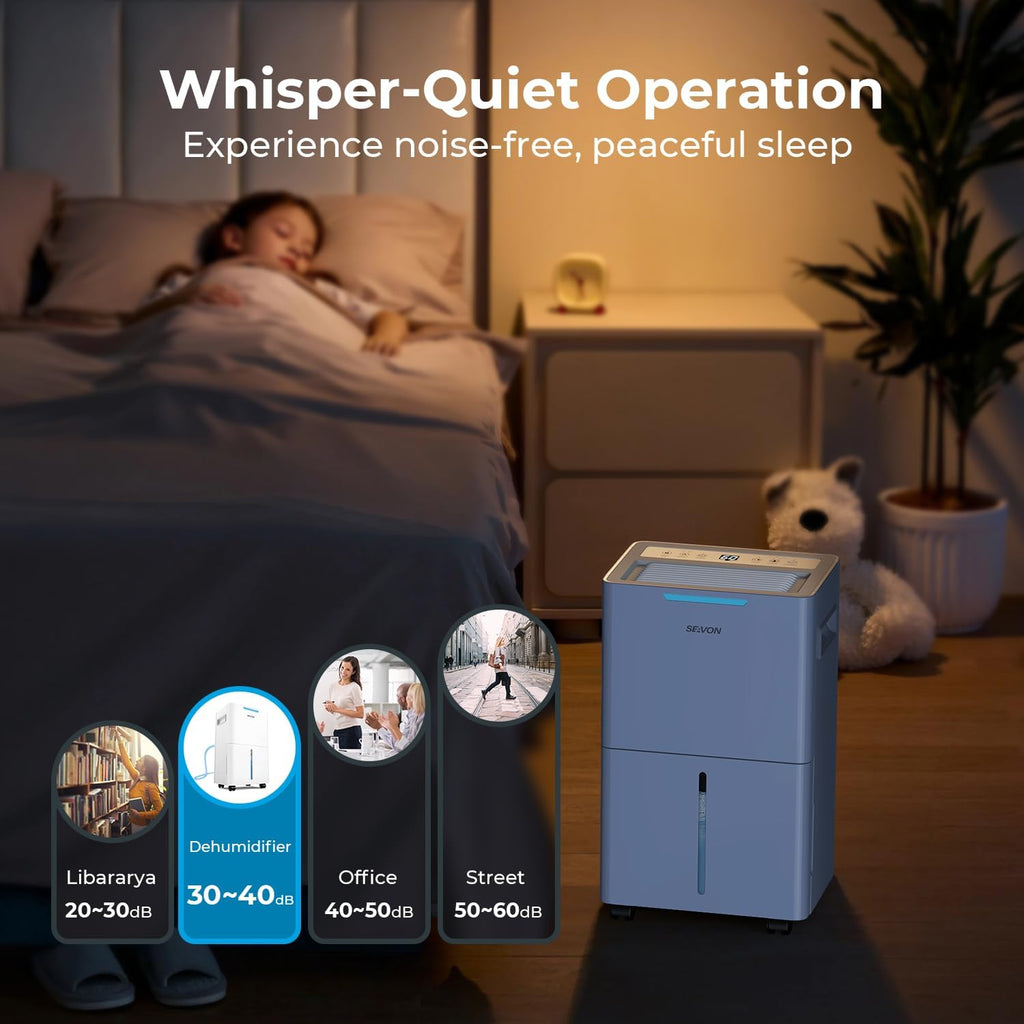 SEAVON 21 Pint Dehumidifier - Powerful Moisture Removal for Home & Large Rooms | Smart Humidity Control, 24H Timer
