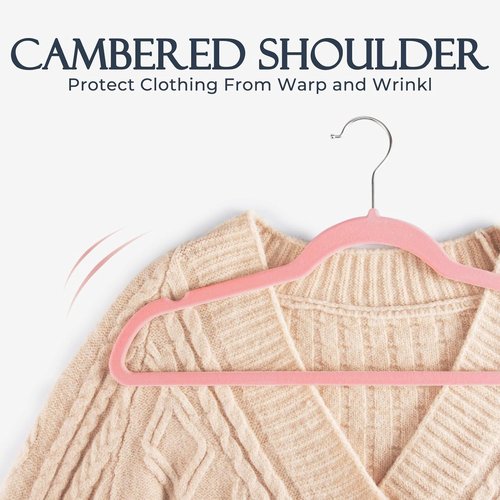 HOUSE DAY Velvet Hangers - Lt Pink Non-Slip Clothes Hangers | Heavy Duty 20 Pack for Closet Organization