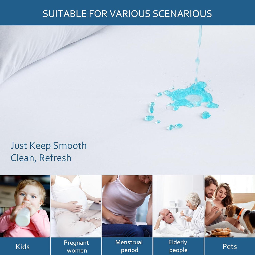 Skiennix Waterproof Mattress Protector - Full XL Size, Breathable & Noiseless Fitted Cover